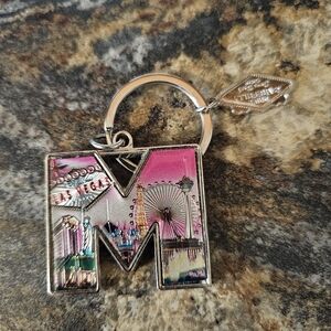 Las Vegas M Keychain with Pink Cityscape